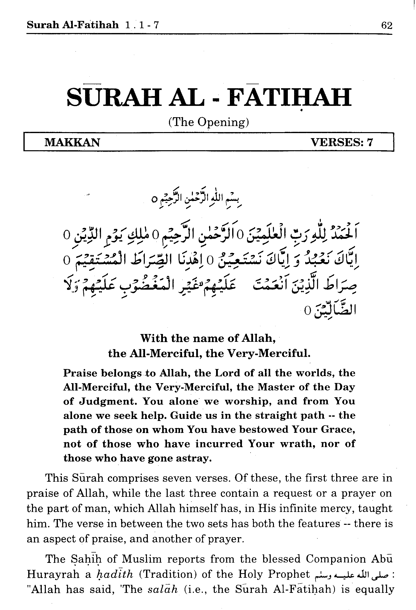 surah fatiha with english translation